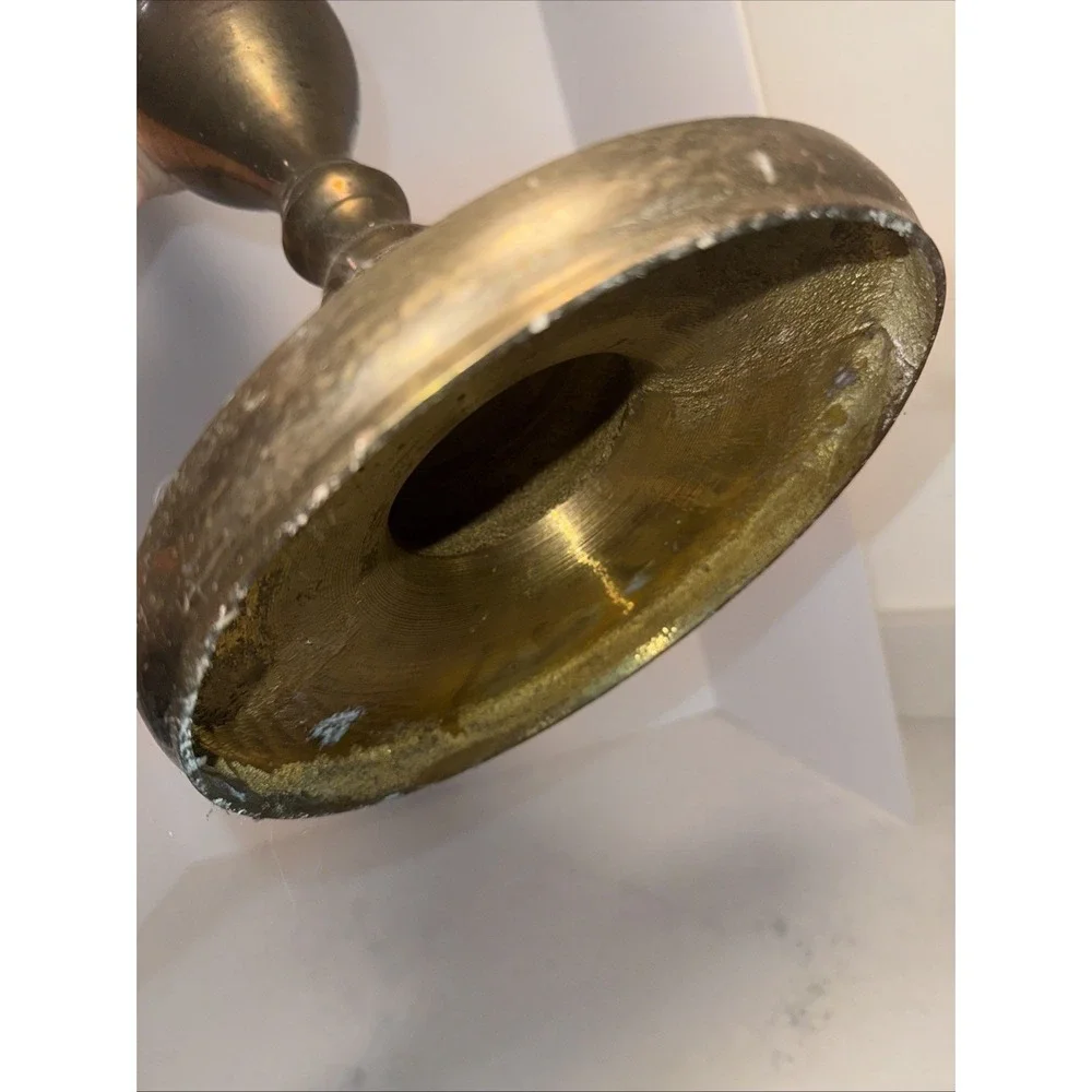 ANTIQUE VTG HEAVY BRASS FLOOR CHURCH ALTER CANDLE CANDLESTICK HOLDER 39.5 IN H